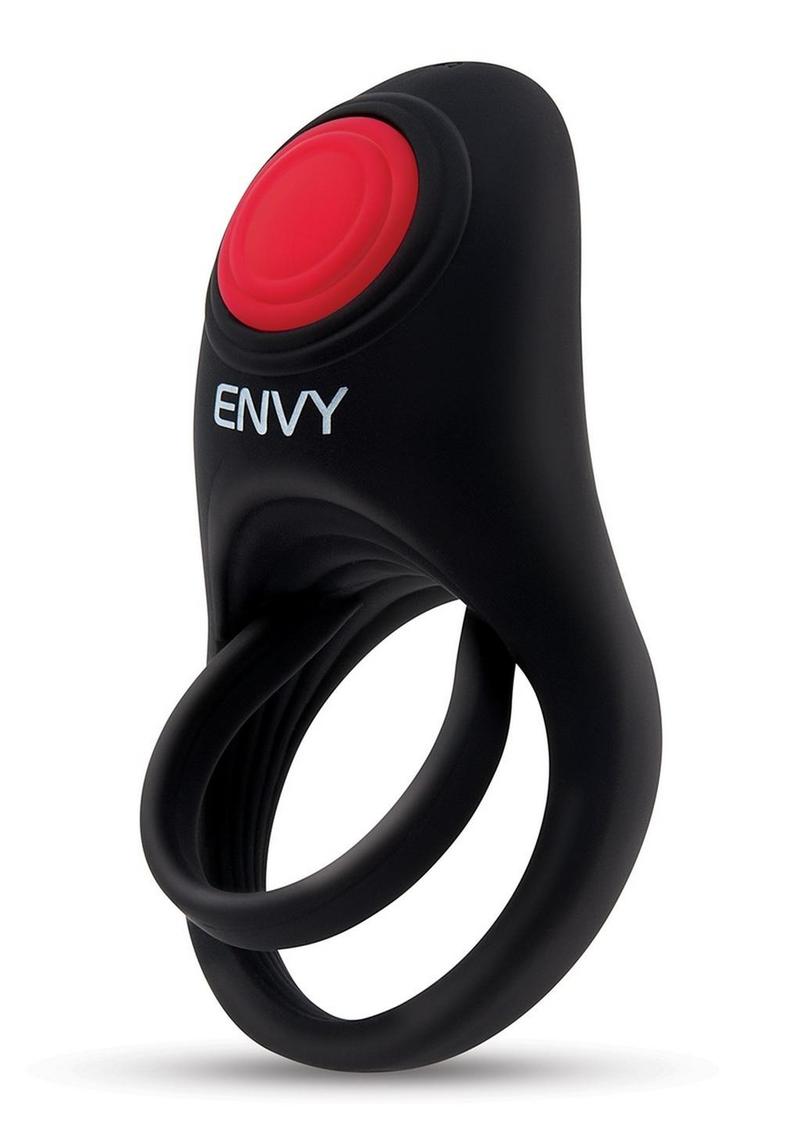 Envy Toys Bullseye Remote Vibrating Rechargeable Silicone Dual Stamina Ring - Black