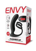 Envy Toys Thumbs Up Remote Controlled Rechargeable Silicone P-Spot Vibrator and Dual Stamina Ring