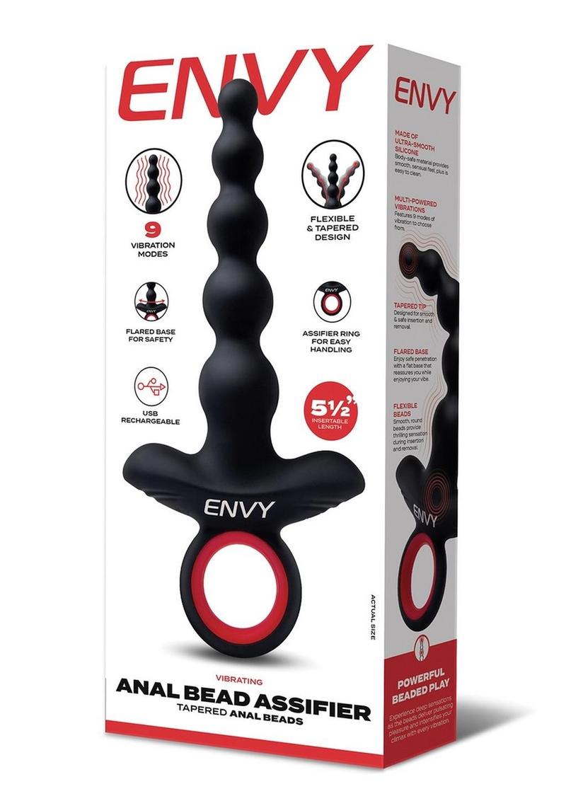 Envy Vibrating Silicone Rechargeable Anal Bead Assifier - Black