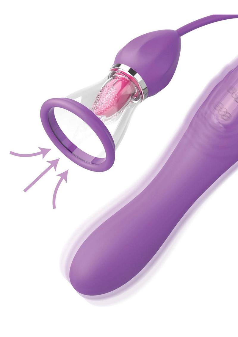 Fantasy For Her Ultimate Pleasure Max Rechargeable Silicone Vibrator with Clitoral Stimulator - Purple