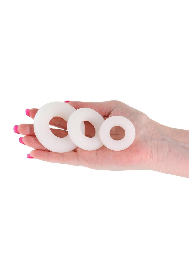 Firefly Bubble Ring Glow In The Dark Cock Ring - Glow In The Dark/White - 3 Pieces/Set