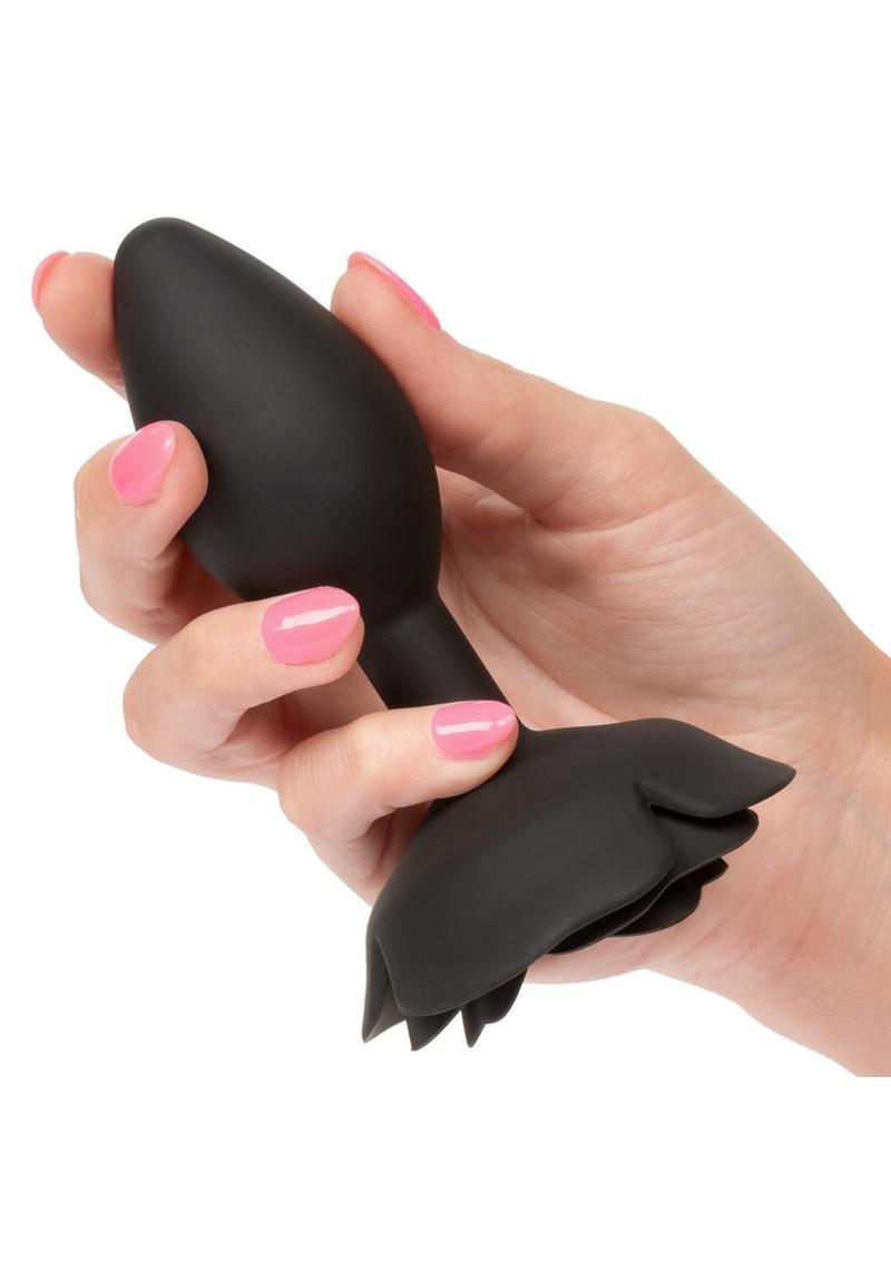 Forbidden Rose Silicone Anal Plug - Black - Large
