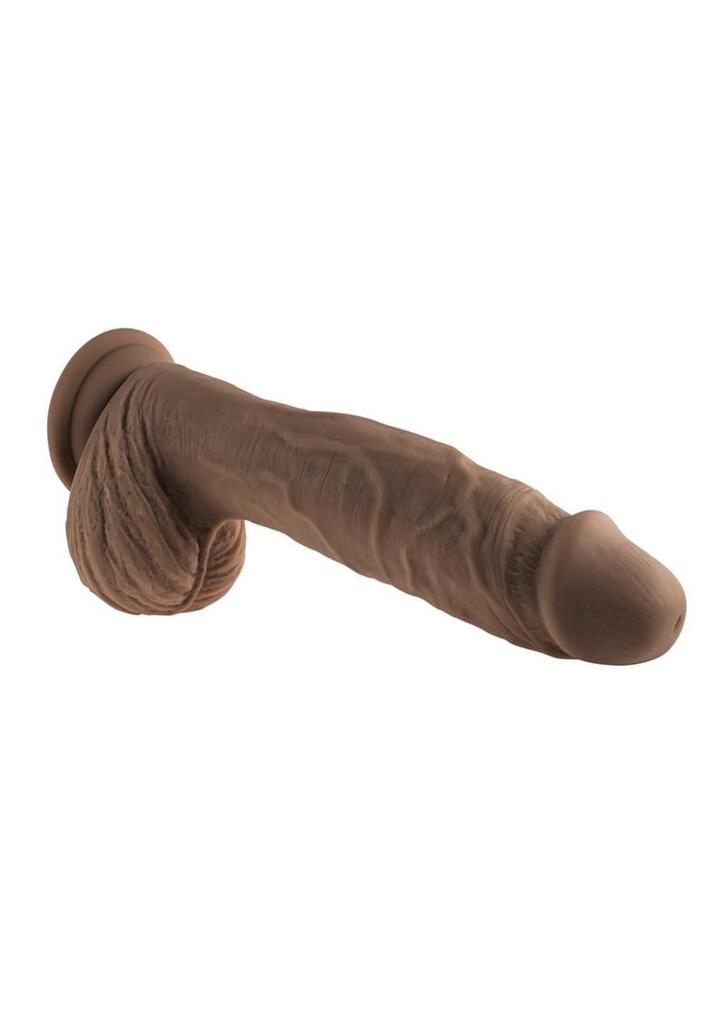 Full Monty Silicone Rechargeable Realistic Dildo with Remote - Chocolate - 9in