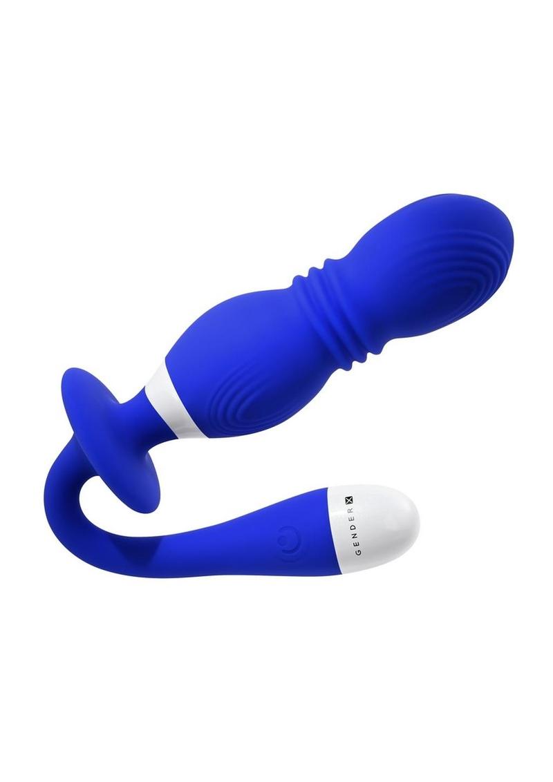 Gender X Play Ball Rechargeable Silicone Thrusting Probe - Blue