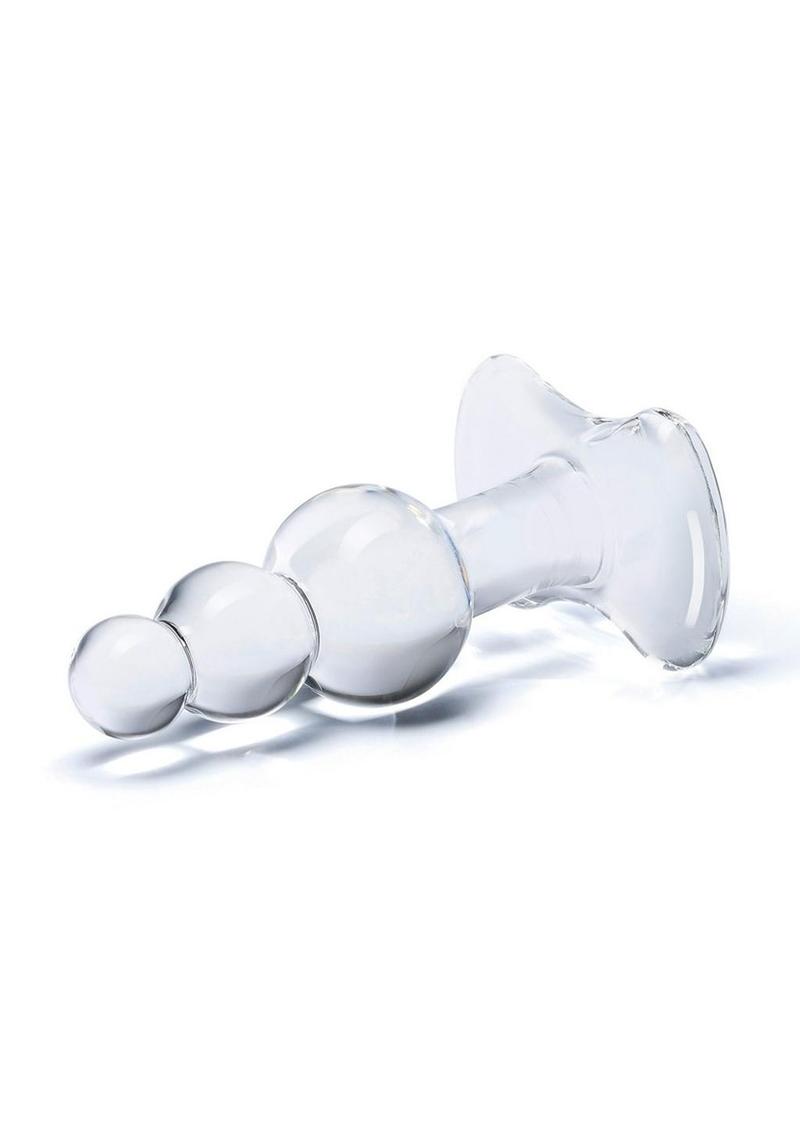 Glas Beaded Glass Butt Plug with Tapered Base - Clear