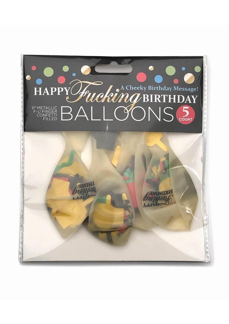 Happy F'n Birthday Confetti Balloons - Multicolor - 5 Per Pack