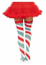 Holiday Ribbon Thigh High - Green/Red/White - One Size