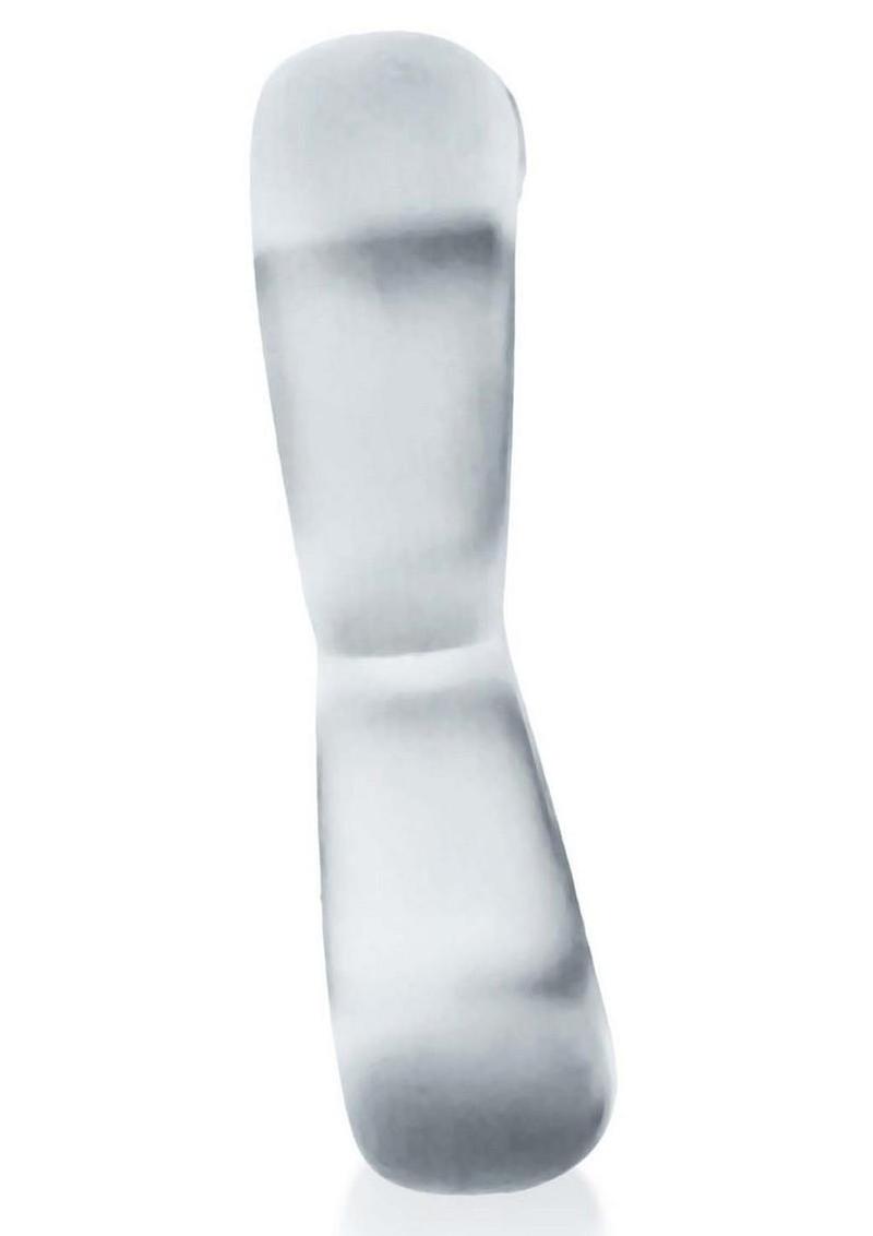 Hunkyjunk Boomerang Silicone Double-Ring Cockring and Nut-Tugger - Clear Steam