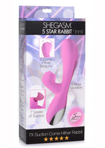 Inmi Shegasm 5 Star Rabbit Suction Come Hither Rechargeable Silicone Vibrator - Pink