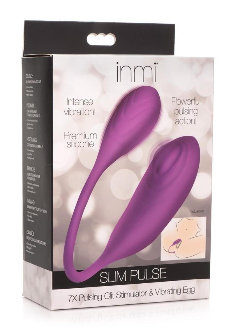 Inmi Slim Pulse Rechargeable Silicone 7x Pulsing Clit Stimulator and Vibrating Egg