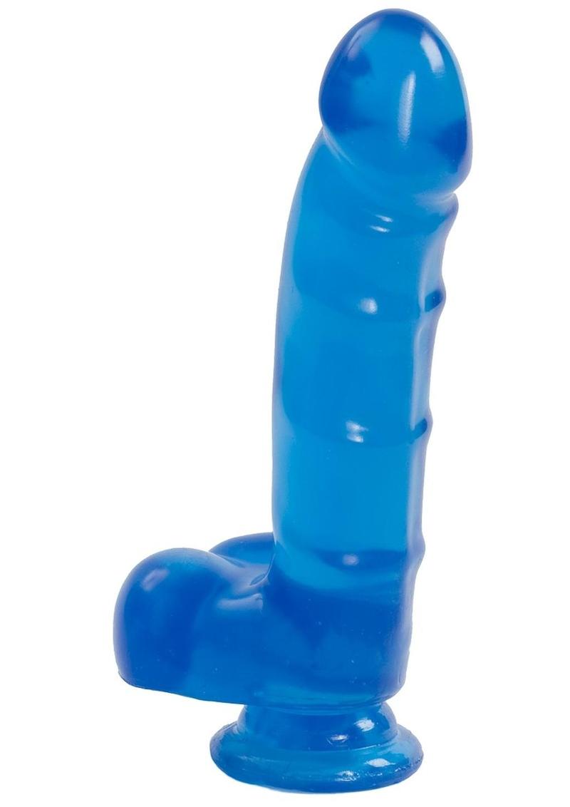 Jelly Jewels Dildo with Balls - Blue - 6in