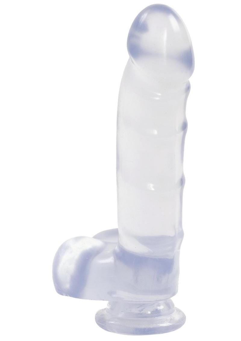 Jelly Jewels Dildo with Balls - Clear - 6in