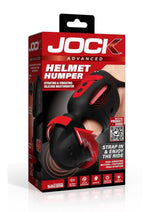 Jock Helmet Humper Gyrating and Vibrating Rechargeable Silicone Masturbator - Black/Red