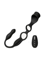 Jock Hype Max Thrusting and Vibrating Rechargeable Silicone Anal Plug with Cock Ring - Black