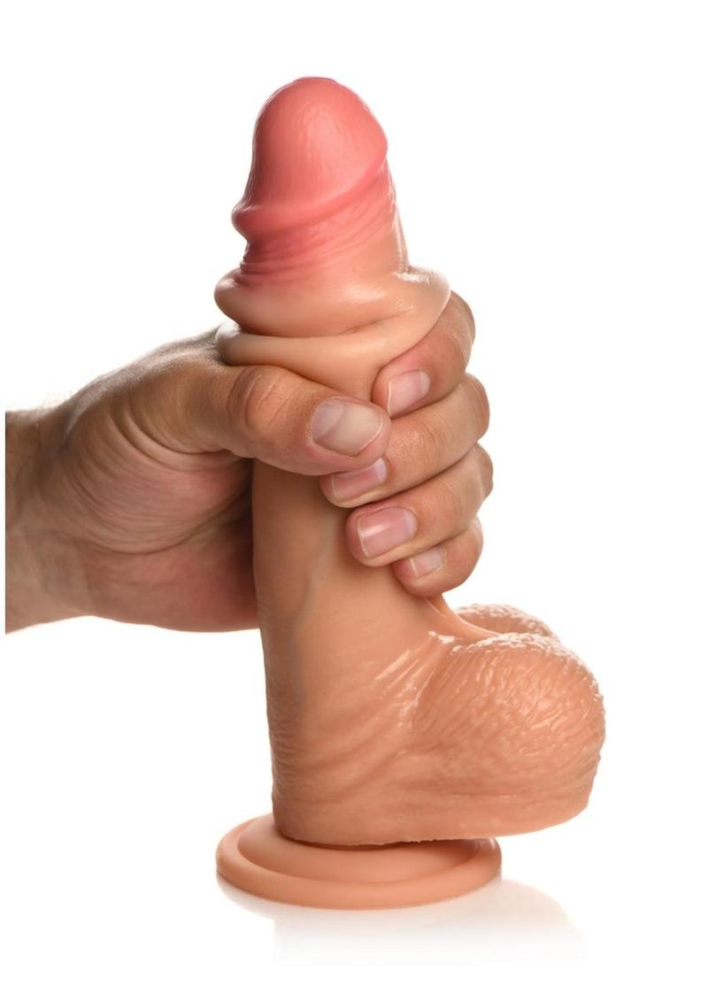 Jock Real Skin Silicone Dildo with Balls - Vanilla - 8in