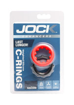 Jock Weighted Silicone Cock Ring - Black/Red - Set
