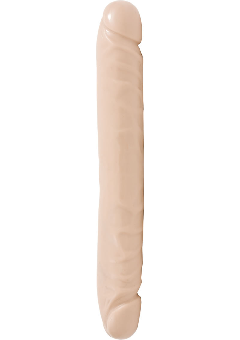 Jr. Veined Double Header Dildo - Flesh/Vanilla - 12in