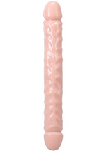 Jr. Veined Double Header Dildo - Flesh/Vanilla - 12in