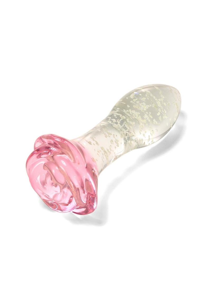 Juicy Glass Rose Glow In The Dark Butt Plug