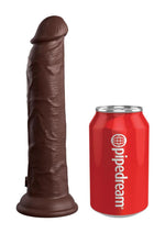 King Cock Elite Dual Density Vibrating Rechargeable Silicone Dildo with Remote Control Dildo - Chocolate - 9in