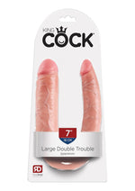 King Cock U-Shaped Large Double Trouble Dildo - Flesh/Vanilla - Large