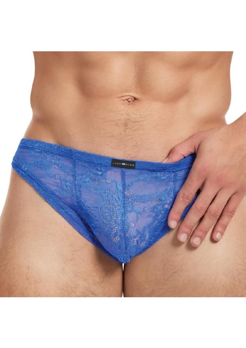 Lace King Lace Thong - Blue - Large/XLarge