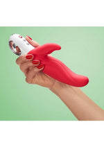 Lady Bi Silicone Vibrator with Clitoral Stimulator - India - Red