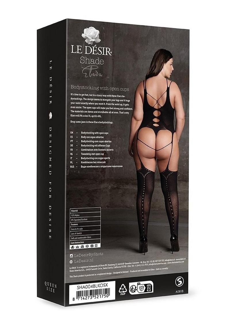 Le Desir Shade Elara Vii Bodystocking with Open Cups - Black - Queen