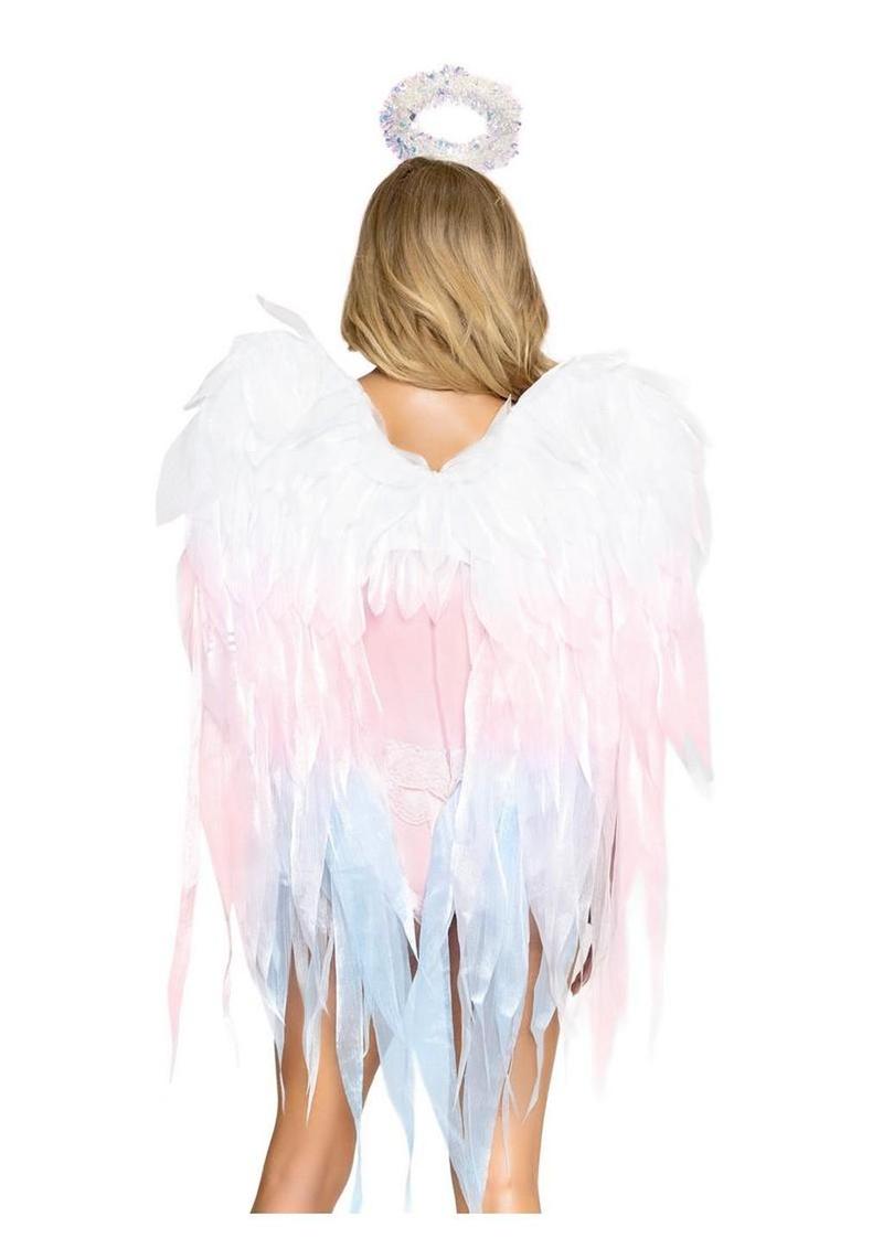 Leg Avenue Angel Ombre Chiffon Wings and Halo Headband - Multicolor - One Size - 2 Piece