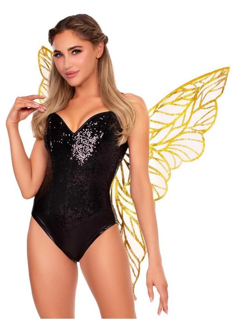 Leg Avenue Iridescent Strapless Fairy Wings - Gold - One Size