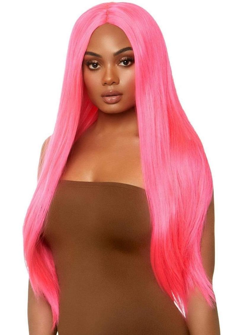 Leg Avenue Long Straight 33 Center Part Wig - Neon Pink/Pink - One Size