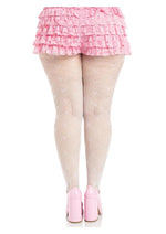 Leg Avenue Love Struck Heart Net Tights - 1x/2x - White