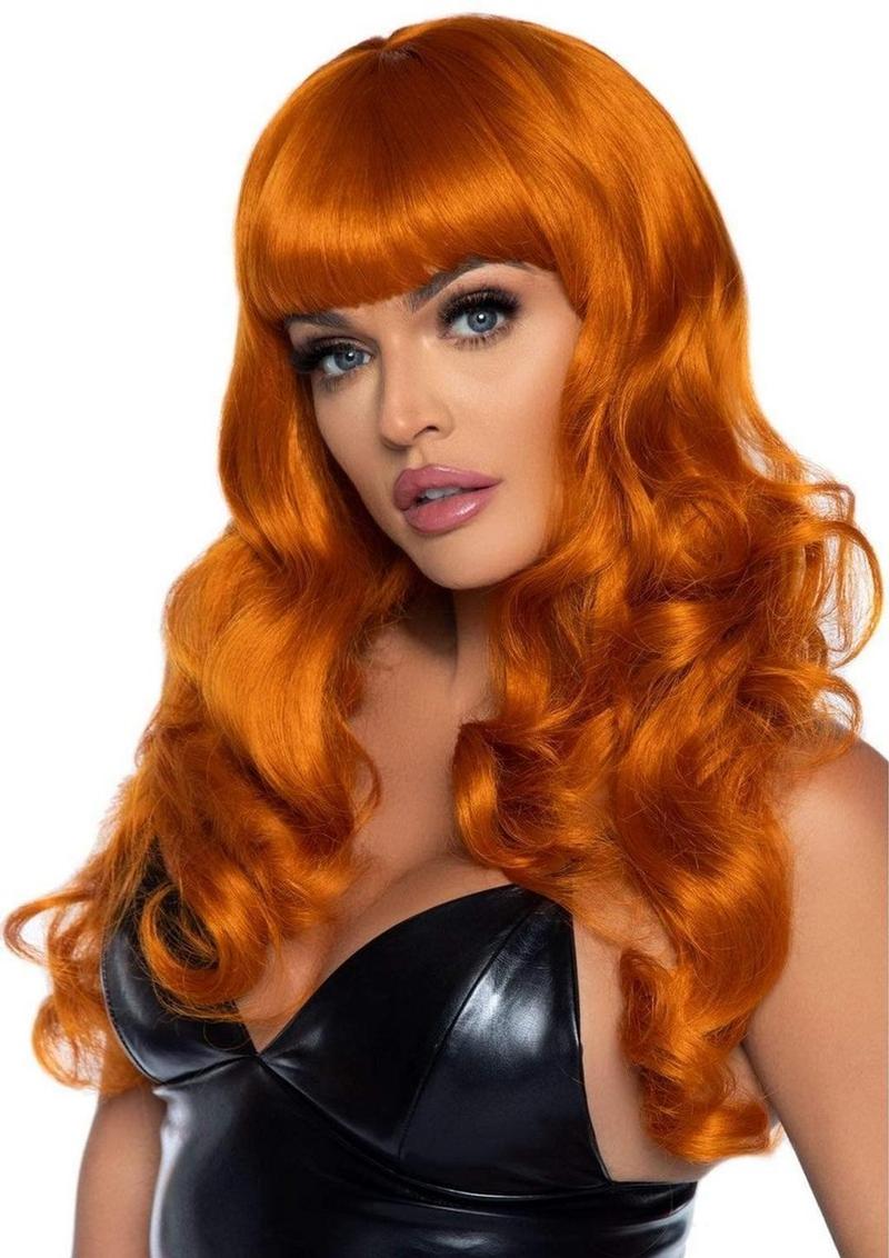 Leg Avenue Misfit Long Wavy Bang Wig - One Size - Ginger - Orange - One Size