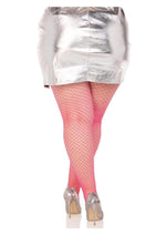 Leg Avenue Spandex Industrial Net Tights - 1x-2x - Neon Pink