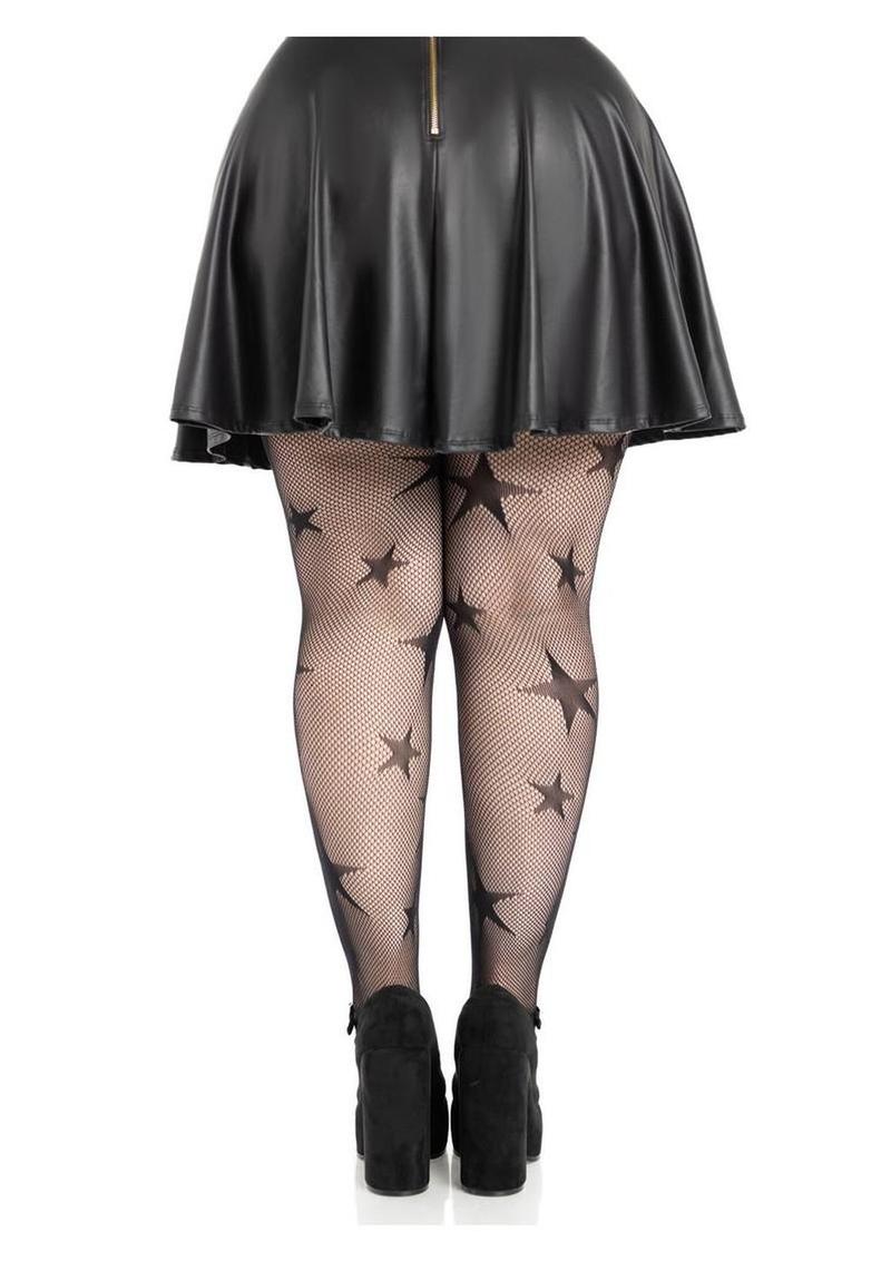 Leg Avenue Star Net Tights - 1x/2x - Black