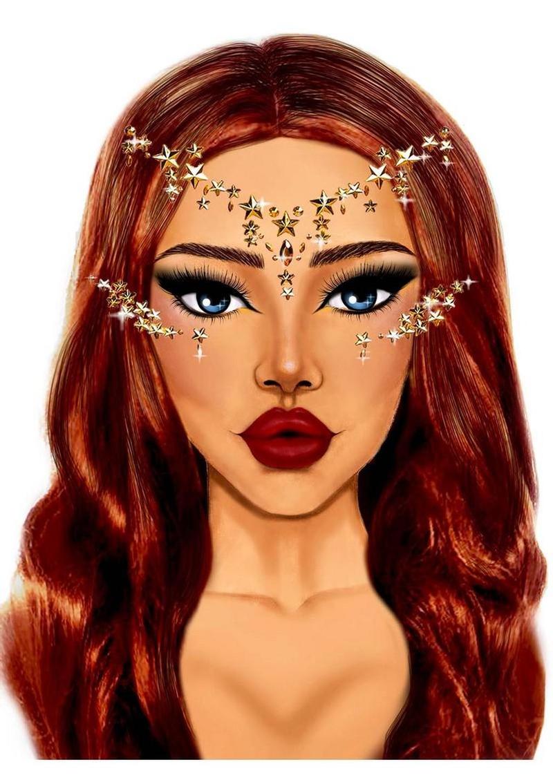 Leg Avenue Star Sign Face Jewels Sticker - Gold