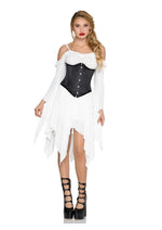 Leg Avenue Steel Boned Satin Waist Cincher with Full Busk Closer and Lace-Up Back