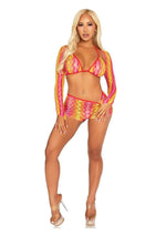Leg Avenue Zig Zag Net Bikini Top, Boyshorts, and Shrug