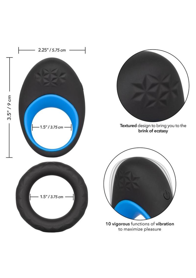 Link Up Max Silicone Vibrating Cock Ring - Black/Blue/Multicolor