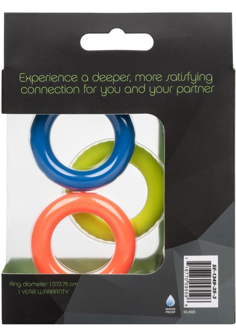 Link Up Ultra Soft Climax Silicone Cock Ring - Assorted Colors - 3 Pieces/Set