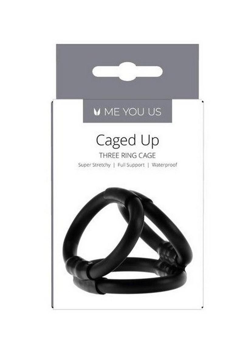 Linx Caged Up Cock Cage 3 Ring Cock Ring - Black