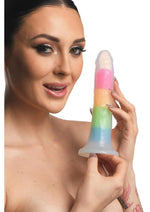 Lollicock Glow In The Dark Rainbow Silicone Dildo - Glow In The Dark/Multicolor - 7in