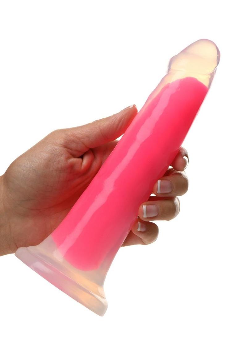 Lollicock Glow In The Dark Silicone Dildo - Glow In The Dark/Pink - 7in