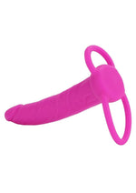 Love Rider Silicone Dual Penetrator Dildo Cock Ring - Pink