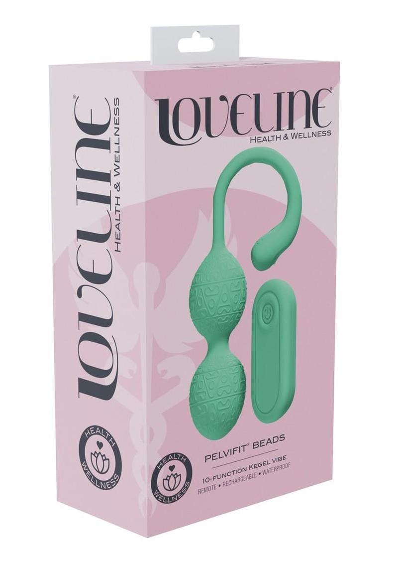 Loveline Pelvifit Beads 10 Function Vibrating Rechargeable Silicone Kegel Vibe with Remote Control - Green