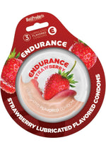 Lubricated Flavored Endurance Condoms 3 Per Pack - Strawberry