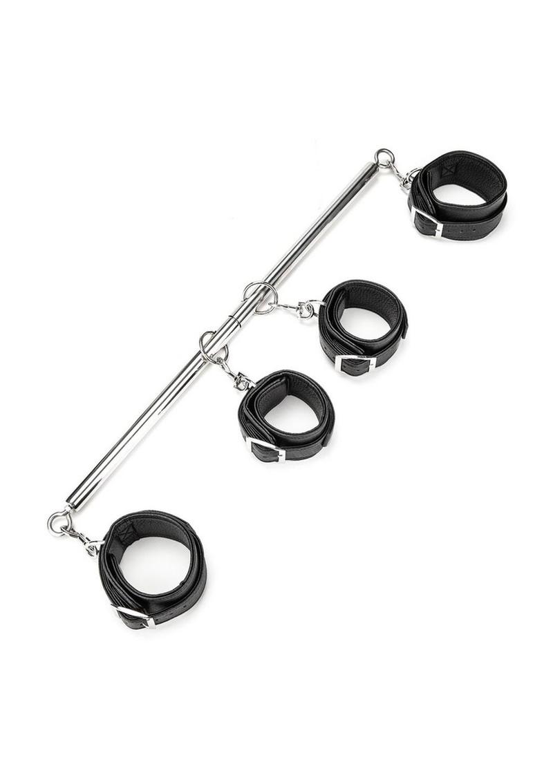 Lux Fetish 4 Cuff Expandable Spreader Bar - Black - Set