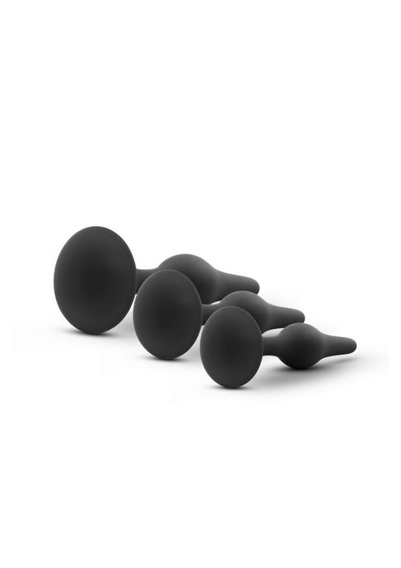 Luxe Beginner Silicone Butt Plug Kit 3 Sizes 3 Sizes - Black