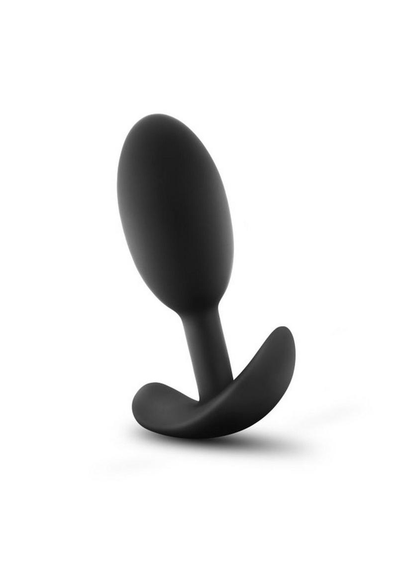 Luxe Wearable Vibra Slim Plug Silicone Butt Plug - Black - Medium
