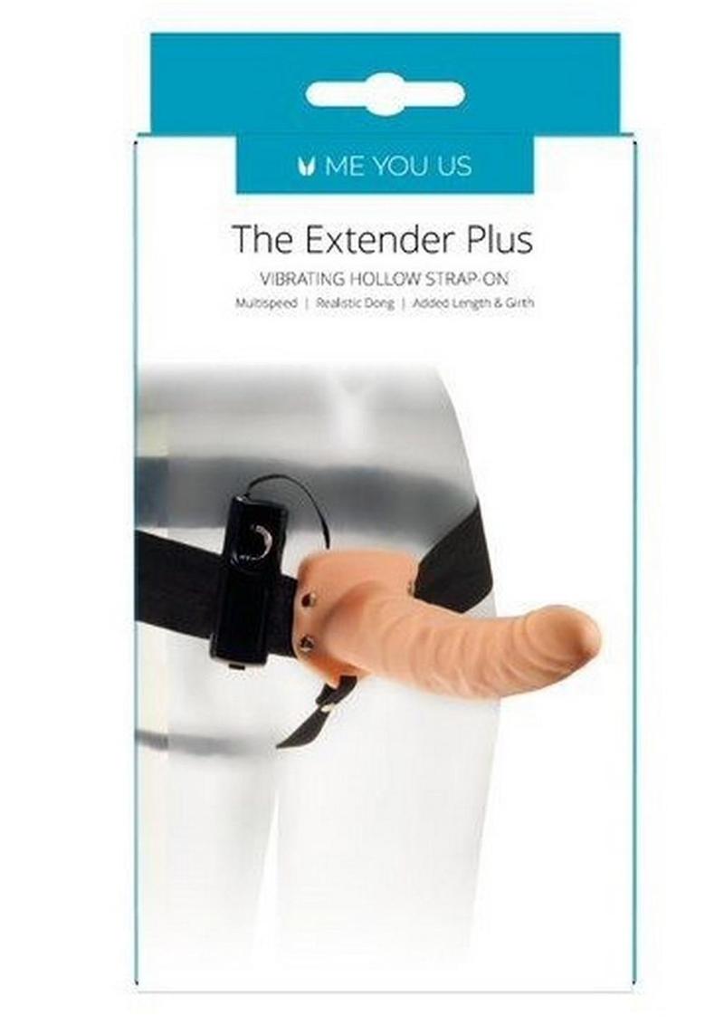 ME YOU US The Extender Plus Vibrating Hollow Strap-On - Flesh/Vanilla